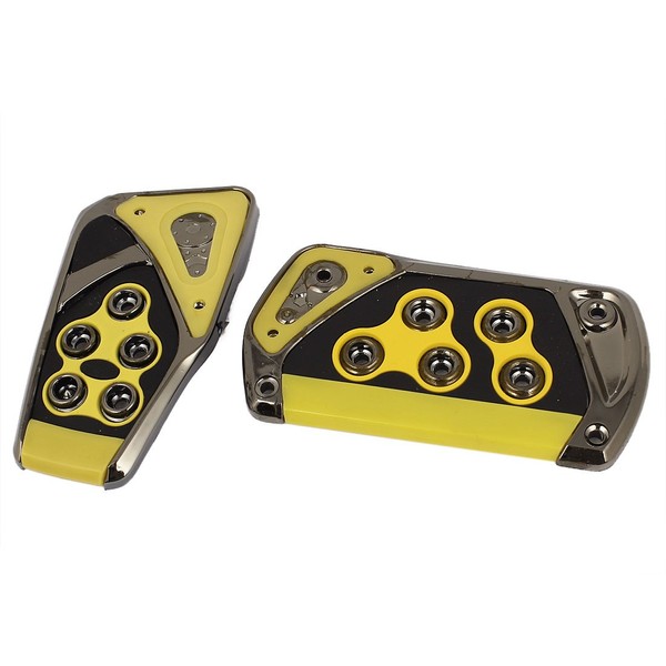 Uxcell Pedal Set Pedal Pads Manual Car Clutch Brake Gas Kit 2 Pcs Black Yellow