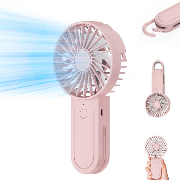 KIMTAR Mini Ventilator Handventilator，Kleiner Tragbarer Ventilator mit Teleskophaken, Wimpernventilator Akku