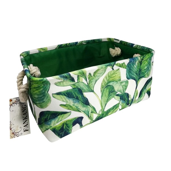 FANKANG Rectangular Laundry Basket Nursery Storage Fabric Storage Bin Storage Hamper,Book Bag,Gift Baskets (Green plant)