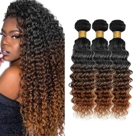 2CG T1B/4/30 Deep Wave Hair Extensions 30 32 34 inch