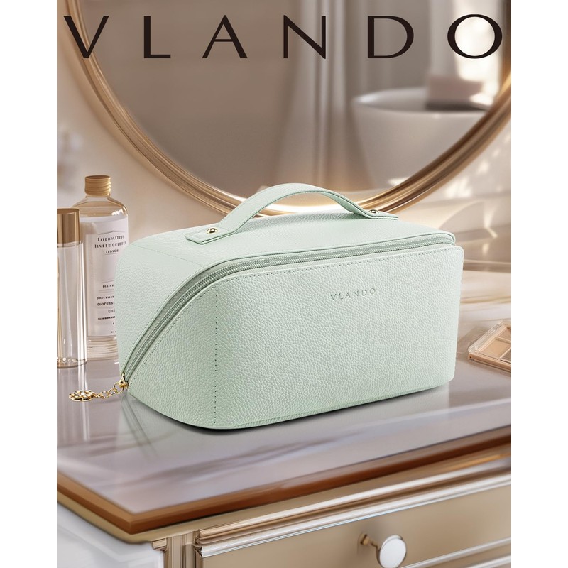 Vlando Large Capacity Travel Cosmetic Bag - Makeup Bag, PU