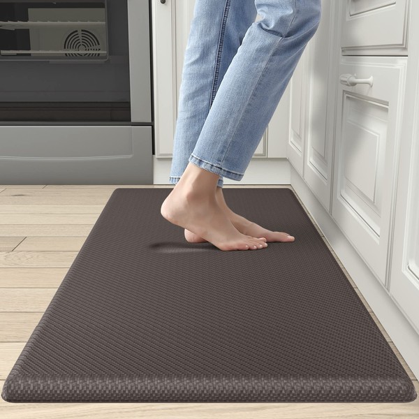 DEXI Anti Fatigue Kitchen Mat, 3/4 Inch Thick, Stain Resistant, Padded Cushioned Memory Foam Floor Comfort Mat for Home, Garage and Office Standing Desk, 39"x20", Brown