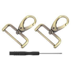 QUARKZMAN Pack of 2 Carabiner Hooks 38 mm (1 1/2 Inch) D Ring Removable Carabiner Key Ring Metal Carabiner Claw Clasp Hook with Swivel Joint with Screwdriver