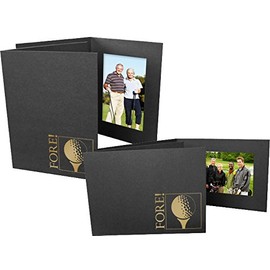 Golf FORE gold-foil design on black cardboard photo folder Our price is for 50 pcs - 4x6