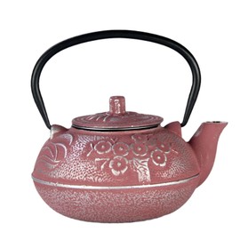 Cast Iron Teapot,SECHUDO Pink Tea Kettle,Japanese Cast Iron Teapot with Stainless Steel Infuser for Stovetop Safe (20.3OZ/600ML)