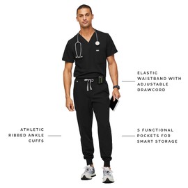 FIGS Tansen Jogger Scrub Pants for Men - Black, L