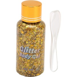 Purpurina Cosmética Dorada Brillante, Gel de Purpurina Facial para Mejillas, Purpurina para Cara para Cosplay, Halloween y Maquillaje Diario