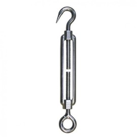 Turnbuckle with Hook - Eyelet, Size M12 Stainless Steel V4A Turnbuckle Rope Tensioner Adjustable Rope Tensioner Stainless Steel Rope Wire Ropes Steel Cable Railing Rope Trellis VA A4 AISI316 AISI 316