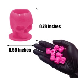 Skull Tattoo Ink Caps Cups - MIUXIA 200pcs Disposable Tattoo Caps Ink Cups for Tattooing Pink Pigment Cups Skull Plastic Tattoo Cups for Ink Tattoo Supplies…