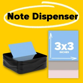 Post-it Note Dispenser, Modern Black, Pack Includes Dispenser and 3 Super Sticky Pop-up Sticky Notes Pads, 2X The Sticking Power (WAVE-330-BKVP)