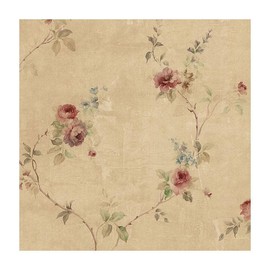CONCORD WALLCOVERINGS ™ Textured Wallpaper Floral Featuring Leaves Roses, Brown Red Green, 21 in x 33 Ft (56 sq. ft), SP24431