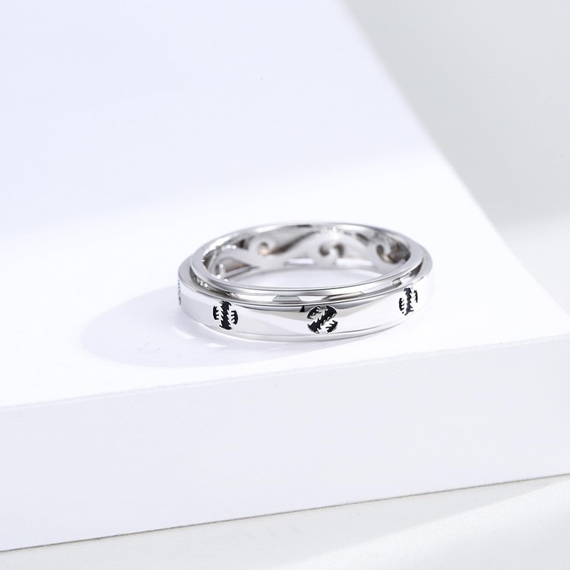 JFASHOP Spinner Ringe für Angst 925 Sterling Silber Baseball Spinner