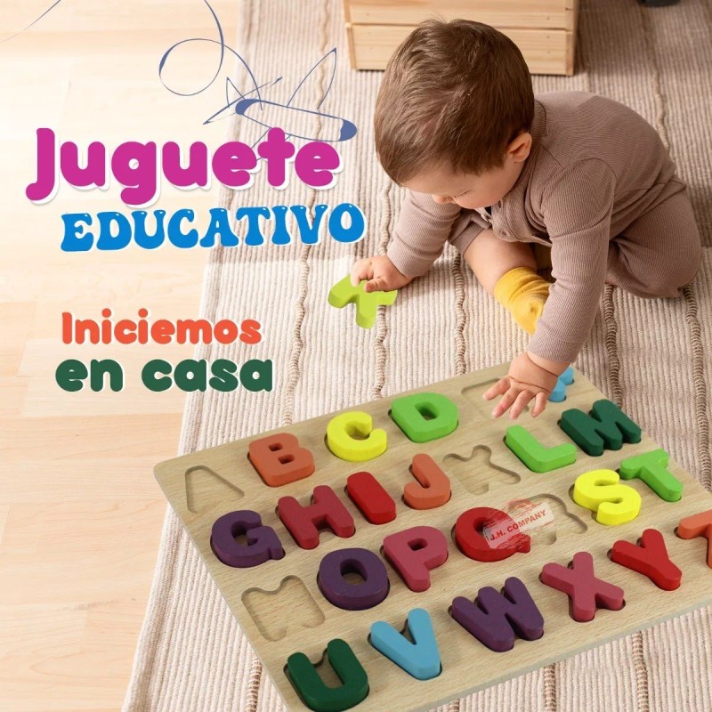 J.H. Company Rompecabezas Juguete Didactico Madera Numeros Letras M-092