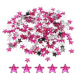 MECCANIXITY 200PCS Acrylic Star Rhinestone 6x6mm Flat Back Plastic Gems Jewelry Stickers for Craft Bead Face Painting Costume Jewelry Making, Rose Red