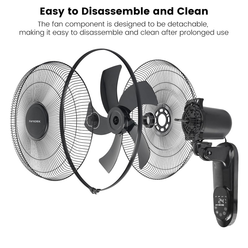Fanspex 16" Wall Mounted Fan with Auto-oscillation, Timer, Adjust Wind
