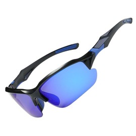 D.Stomo UV Sensing, Color Changing Dimming, Polarized Sunglasses, Sports Sunglasses, UV400, Anti-Shift, Unisex, Golf, Fishing, Cycling with Case, blue