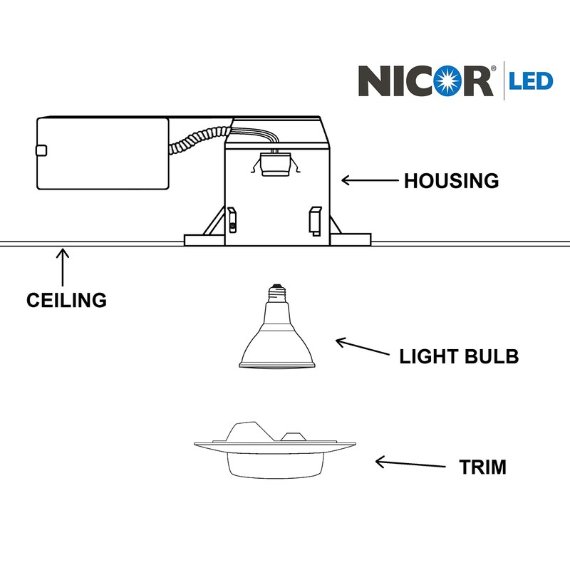 NICOR Lighting 6 in. White Recessed Shower Trim with Lexan