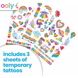 OOLY, Tattoo Palooza - Tatuaje temporal amigable con la piel y no tóxico para niños, Over The Rainbow