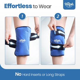 Hilph XL Ice Pack Wrap Around Entire Knee After Replacement Surgery, Reusable Knee Ice Pack Cold Compress Bendable Large Ice Pack for Knee Injuries, Swelling, Meniscus Tear and ACL - Blue
