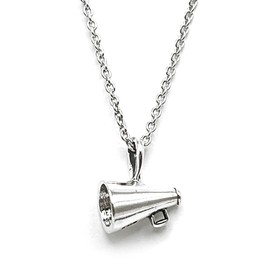 Sterling Silver Megaphone Cheerleader 3D Charm Necklace, 18"
