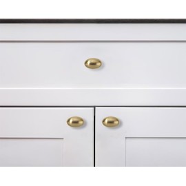 khtumeware 20 Pack 1-3/8 inch(35mm) Champagne Bronze Cabinet Knobs Egg Knobs Satin Brass Oval Drawer Knobs Kitchen Cabinet Hardware Zinc Knobs for Dresser Drawers