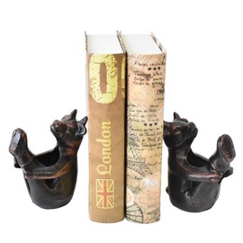 Decorative Bookends Vintage Funny Cattle Design, Heavy Duty Cast Iron Book Ends Book Stopper Holder for Shelves Living Room Office Home Decor, Antique Bronze, 1Pair/2Piece