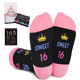 Amosking 16th Birthday Gifts Girl, Socks for 16 Year Old Teen, 3D Pop Up Birthday Card, Sweet 16 Poster, Sweet 16 Gifts for Girls