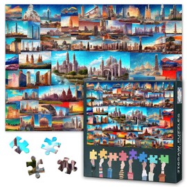1000 Stück Städtische Architektur Puzzles Für Erwachsene Herausfordernde Gebäude Puzzles Lustige Sammlung Von Touristenattraktionen Puzzle Für Familie Freunde Geschenk 70cmx50cm