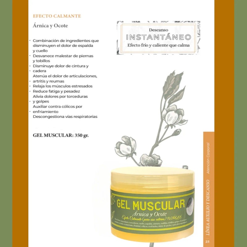 2 Pzas Gel Muscular Efecto Calmante Árnica Y Ocote 350gr