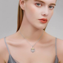 Bee Necklace Queen Bee Pendant Honeycomb 925 Sterling Silver Crown Jewellery Gifts for Women Girls (Queen Bee Necklace)