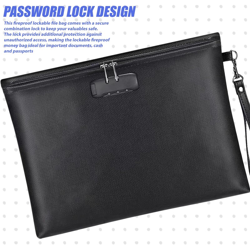 PRITOK Fireproof Document Bag: 36 x 25cm Fireproof Money Bag