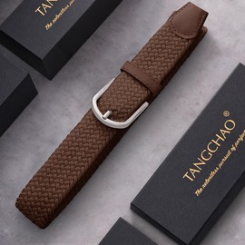 TANGCHAO Elastic Braided Belt for Men & Women， No Hole Adjustable Design ， Breathable Elastic Braided， All Day Comfort