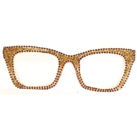 mincl Oprah style Bling Rhinestone Square Reading Glasses For Women Shiny Diamond Blue Light Blocking Eyeglasses (brown, 1.75, multiplier_x)