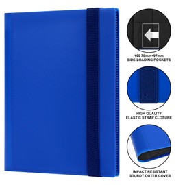 GEAoffice 4 Pocket Card Binder - Small Trading Card Collection Album Folder - 160 Side Loading Pocket Binder for TCG, MTG, Yugioh - Gifts for Card Boys (Dark Blue)
