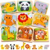 AuntyFey Wooden Puzzle for Toddler 1-3, 9 Pcs Toddler Puzzle Ages 2-4, Baby Animal Puzzle for Toddler, Montessori Puzzles Toys for 1 2 3 Year Old Boy Girl, Learning Educational Puzzle Toy(9 Pcs)