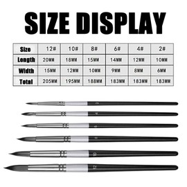 Round Pointed Tip Paint Brushes, 6PCS Artist Paint Brushes Set, Nylon Hair Art Paint Brush, Assorted Sizes Professional Watercolour Brushes, for Acrylic, Oil, Watercolour Painting, Art Supplies(Black)