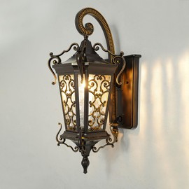 WUPYI Retro Outdoor Wall Lanterns,23.6" H Exterior Porch Light Fixture Wall-Mount Waterproof Outdoor Wall Lamp with Glass Shade for Garage Patio Front Porch