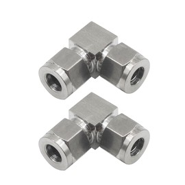 Goldpea Stainless Steel 304 Compression 90 Degree Elbow 10mm OD x 10mm OD Tube Fitting with Double Ferrule, Pack of 2