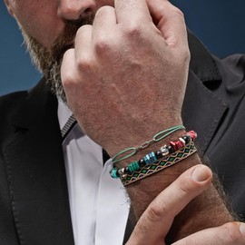 Nato Cuff - Ethnic Ribbon Bracelet 10mm- Handmade in France - Adjustable Mens or Womens Jewel (Caracas)