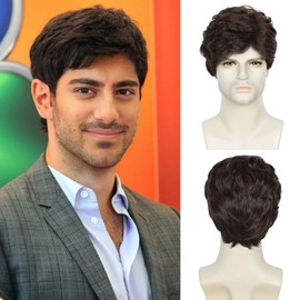 Creamily Perücke Herren mit Kurz Haar, Herrenhaar-Ersatzperücken, Realistische Braun Herrenperücke für Männer, Kunsthaar, Vollperücke für Männer, Weihnachten, Alltag