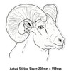 Large 210mm 'Ram Head' Permanent Sticker Decal for Cars/Windows/Bins/Walls etc