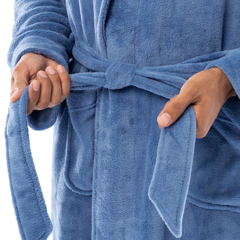 IZOD Men's Comfort-Soft Fleece Robe, Riviera Blue, One Size