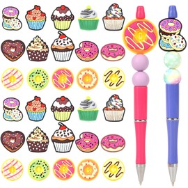 30pcs Silicone Focal Beads for Pen Focal Beads for DIY Beaded Pens Silicone Beads for Keychain Making Bracelet Necklace Crafts,Dessert