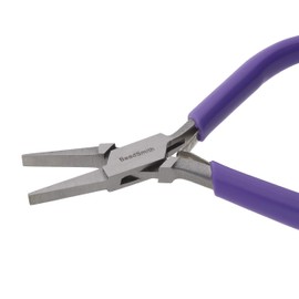 The Beadsmith Flat Nose Pliers – 4.5 inches (114mm) – Purple Vinyl Grip Handle with Double Leaf Springs – Jewelry Making Tool for Creating Bracelets, Earrings and Necklaces