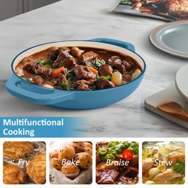 Iron Cloche Dutch Oven - Premium Enameled Cast for Bread Baking | Non-Stick Bread Pan with Lid | Perfect for Sourdough, Loaf, and Artisan Baking (Blue, 5 QT)