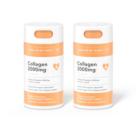 Health by Habit Collagen Supplement 2 Pack (120 Capsules) - Vitamin C & Vitamin E, 2000mg, Collagen Peptides, Superior Absorption, Support Your Skin, Non-GMO, Sugar Free (2 Pack)