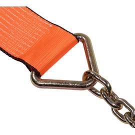 Mytee Products 4" x30' Winch Strap with Chain Anchor - 6670 lbs High Abrasion 18" Chain Extension with Grab Hook - 4 Inch Heavy Duty Tie Down Straps for Flatbed Truck Utility Trailer