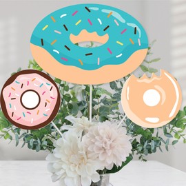 Donut Worry, Let's Party - Doughnut Party Centerpiece Sticks - Table Toppers - Set of 15