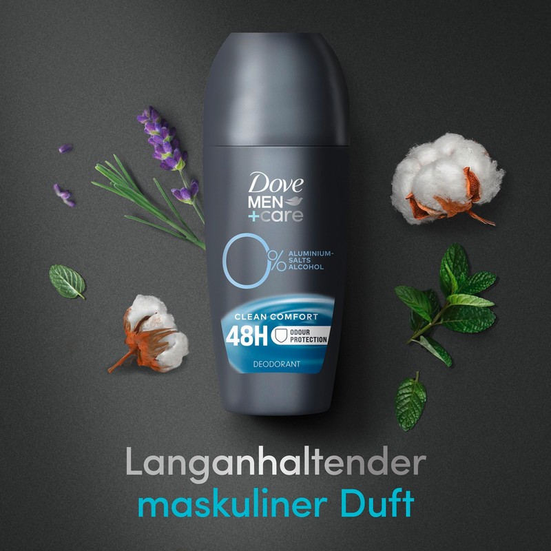 Dove Men+Care Roll-On Clean Comfort Deo ohne Aluminium schützt 48