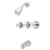 Tub & Shower Faucet with Procelain Cross Handle & 3